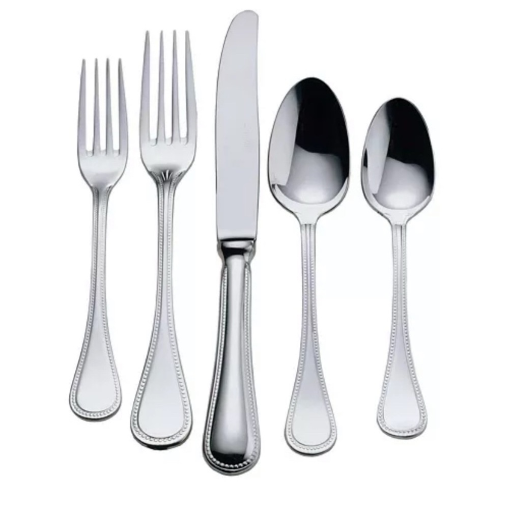 Couzon Le Perle 5 piece Elegant Silver Cutlery Set
